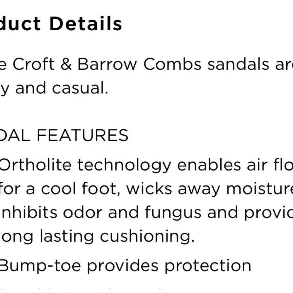 CROFT & BARROW ORTHOLITE ALL TERRAIN SANDALS‎